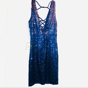 NWT Blue Sequin New Years Eve Party Dress- Small